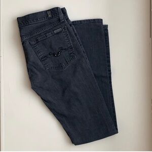 7 For All Mankind Roxanne Black Denim Skinny Jeans, 27